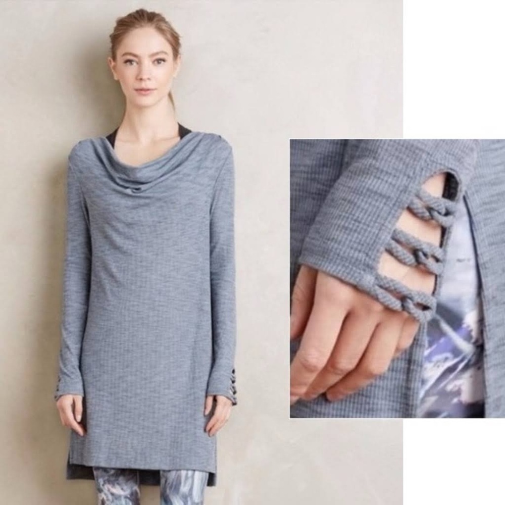 Anthropologie Pure + Good Blue Cowl Neck Tunic